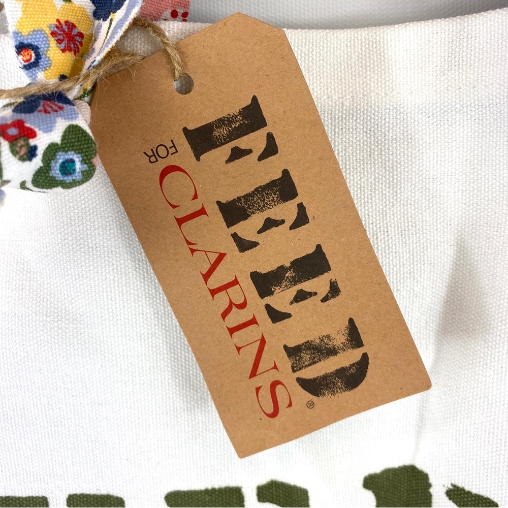 CLARINS Feed Ten Canvas Tote Bag Recycled
Floral Handle White Green - NWT - Picture 8 of 14